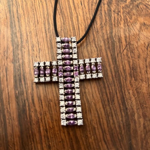 Silver 925 cross with zircon, like new, large