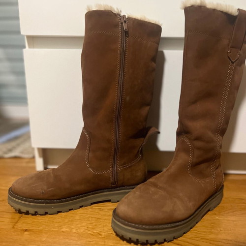 Zara kids boots used brown tan with fur lining size 36