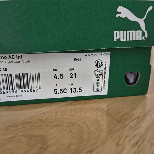 Puma Palermo baby shoes size 21 new, suede green and blue