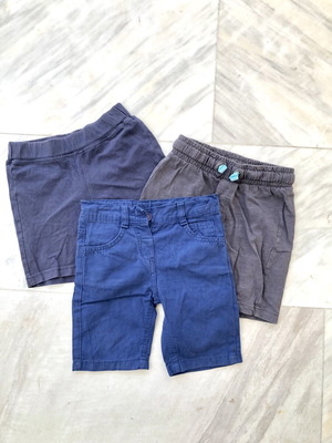 Boys' shorts set used, 3 pieces, size 2-3 years, blue