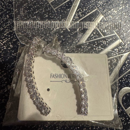 Ear Climber earrings new, silver with rhinestones