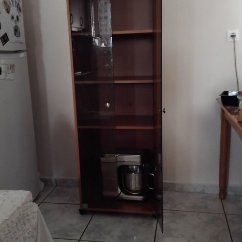 Wardrobe with glass door and 3 shelves cherry wood like new