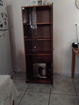Wardrobe with glass door and 3 shelves cherry wood like new