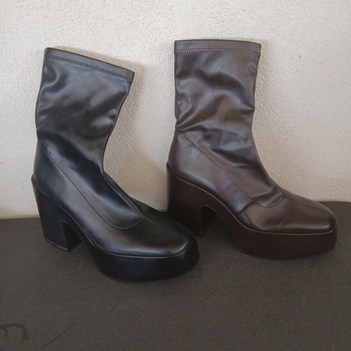 Zara leather ankle boots set of 2, black and brown, like new, size 39
