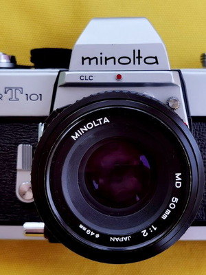 Minolta SRT101 camera with Minolta MD 50mm 1:2 lens used
