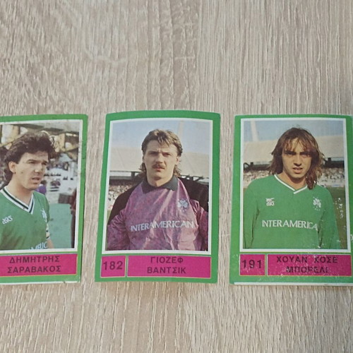 Karouzel collectible cards 1992 used, Saravakos, Borelli, Vantsik