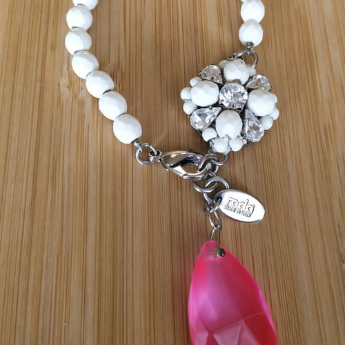 Bracelet impressive used steel with pink stone Made in Italy