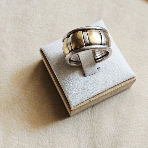 Vintage ring 750 gold and 925 silver