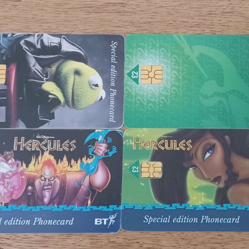 BT phone cards collection used, set of 4