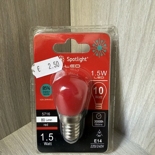 Red small LED light bulb E14 1.5W