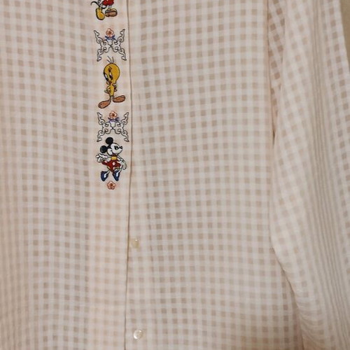 Yellow semi-transparent shirt with patterned buttons new
