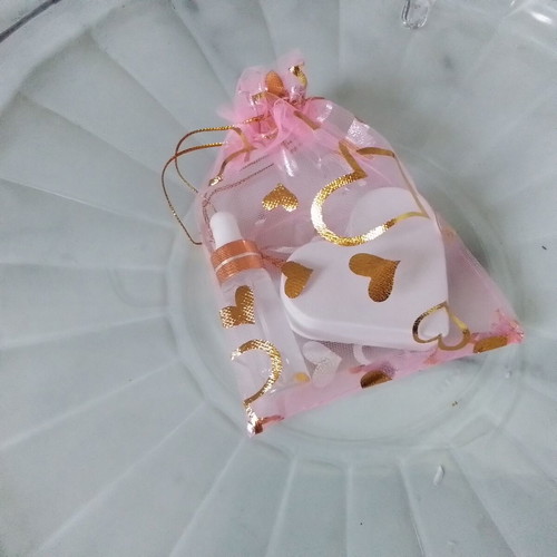 Gift favors set of 5 with heart card holder and handmade musk perfume