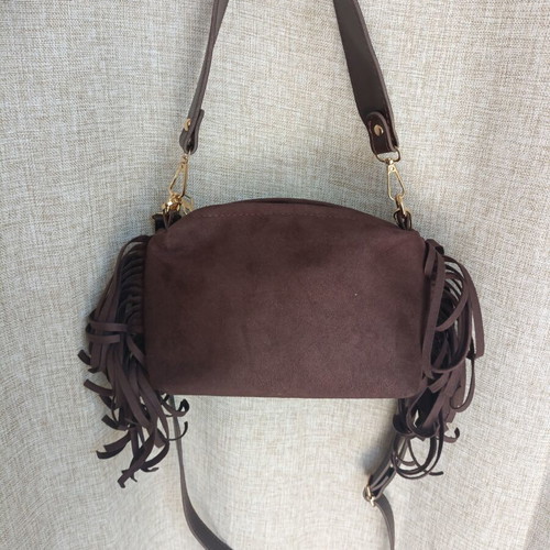 Brown Boho Crossbody Bag with Fringe, New