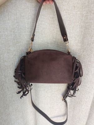 Brown Boho Crossbody Bag with Fringe, New