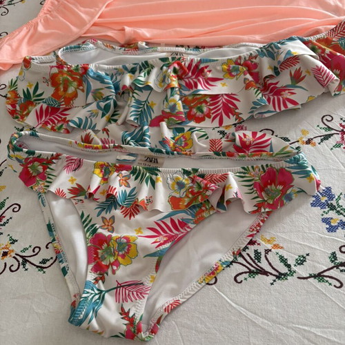 Zara floral bikini size 13-14 with H&M t-shirt gift new