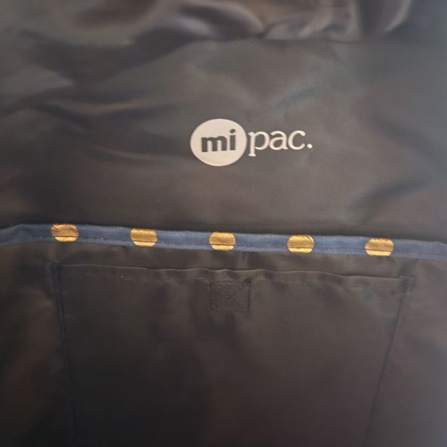 Mi Pac backpack new blue with gold polka dots