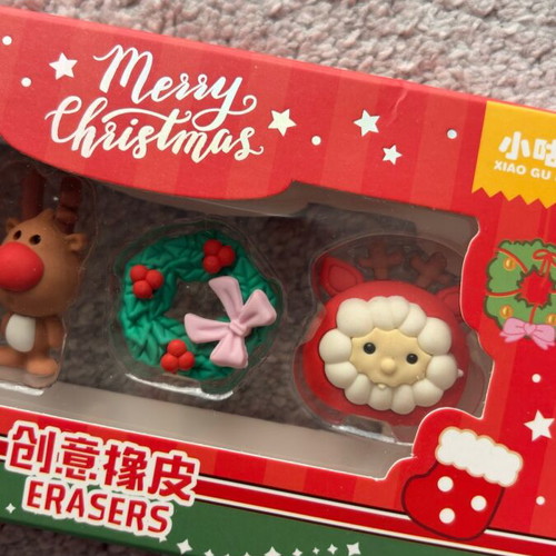 Christmas erasers new in box