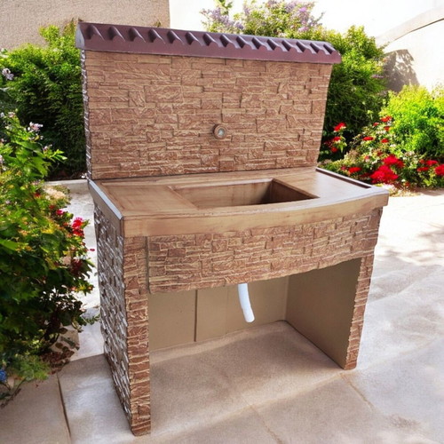 Maria garden fountain in beige and brown concrete, new