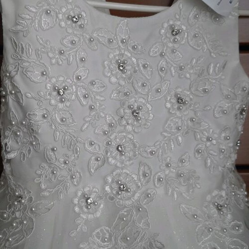 Flower girl dress new white with tulle, pearls and strass for 12 years old