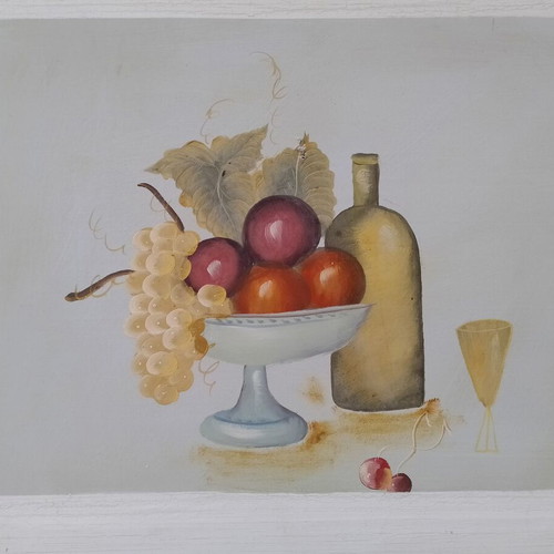 Canvas paintings with drink and fruit theme used, set of 2