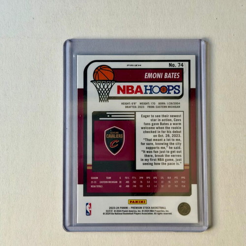 Panini NBA Hoops Premium Emoni Bates Rookie RC Silver Ice Prizm SP card new