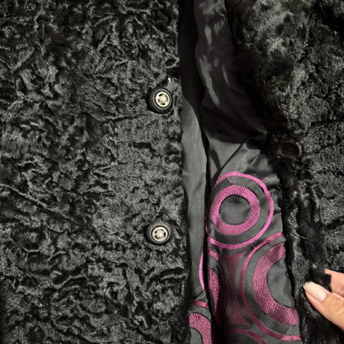 Astrakhan fur black used, short length, 100% natural fur