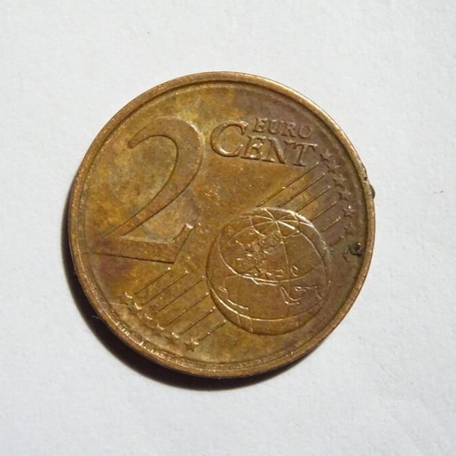 5 and 2 cents 2002 Greece used with many minting errors