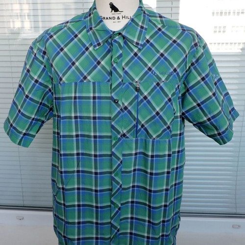 Vaude Men's Check Short Sleeve Shirt XL used, green and blue
