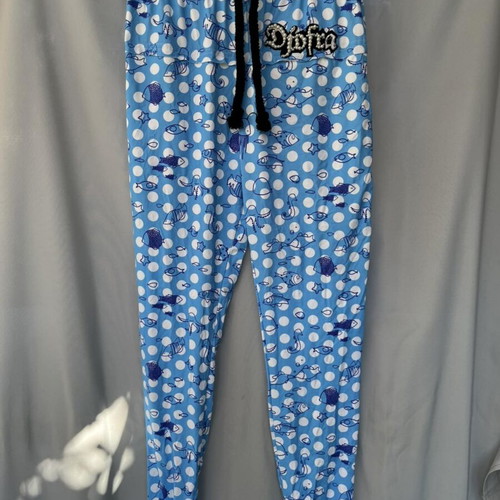 Djofra women's pants, one size, blue with fish print