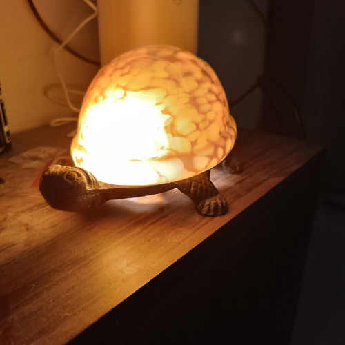 Turtle lamp antique, electric, 20 cm long, 11 cm high