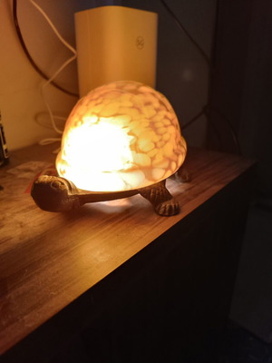 Turtle lamp antique, electric, 20 cm long, 11 cm high