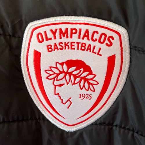Olympiacos basketball jacket like new, black with sewn patches