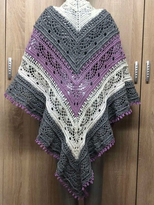 Knitted PANSIES scarf new, multicolor