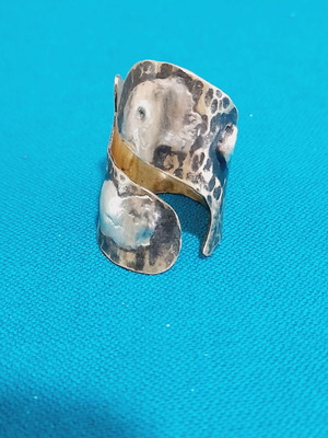Handmade ring bronze silver 925 forged new