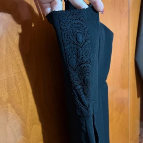 Black jumpsuit with side lace and zipper, one size