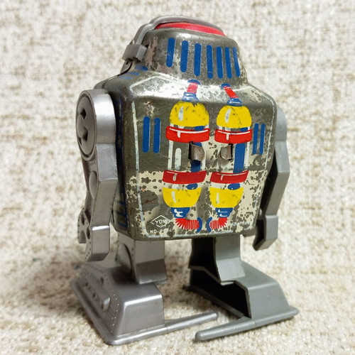 Robot Mini wind-up metal vintage toy used, working order