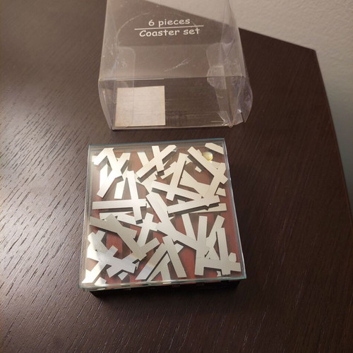 Glass non-slip coasters like new, set of 6 pieces
