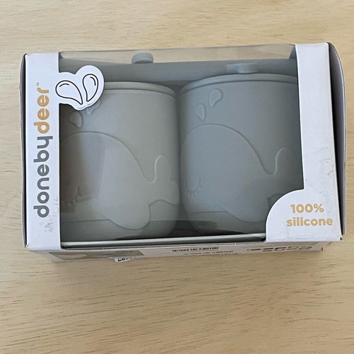 Wally Grey Done By Deer cup with straw set of 2 new