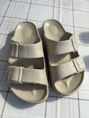 Slippers size 36 used, beige with minor wear