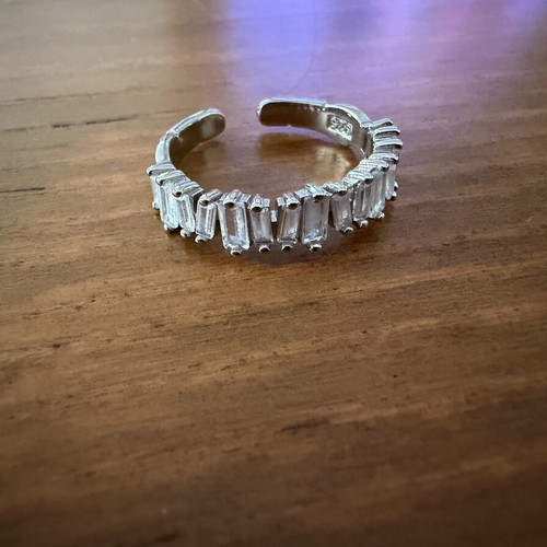 Silver ring with zircon adjustable size like new