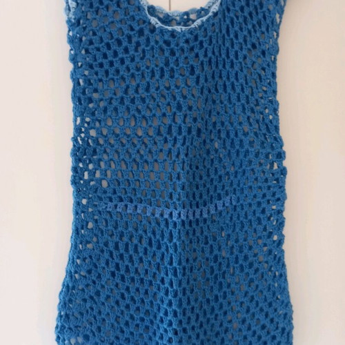 Beach dress knitted with needles used, blue, size M
