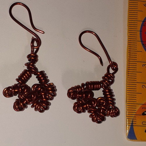 Handmade copper earrings pack of two pairs, brown