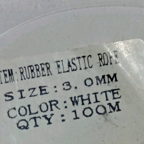Sewing elastic white round 3mm thickness 100 meters new