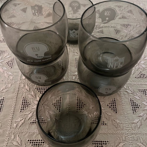 New York Giants whiskey glasses, pack of 6, 1970s collectible like new