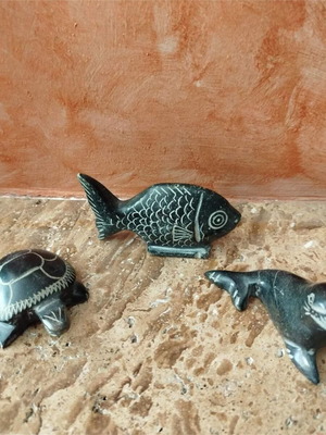 Decorative stone sea animals used, fish, turtle, seal