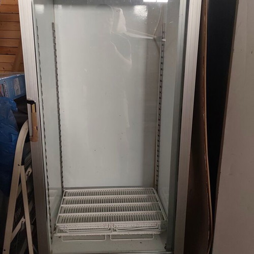 Professional equipment with 4 used refrigerators and supermarket shelves