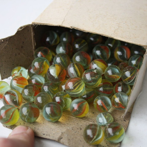 Vintage 80's marbles with box new, small old