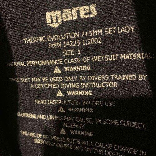 Mares Evolution Lady Wetsuit like new, two-piece women's diving suit