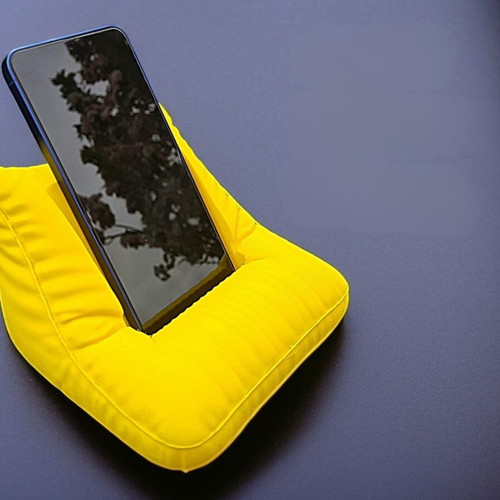3D Printed Pillow mobile phone stand, yellow