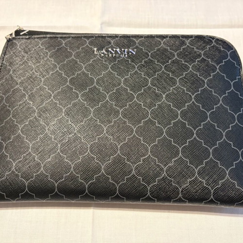 Lanvin toiletry bag new black with gray pattern and travel cosmetics